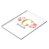 Roze gouden bloemen monogram letter G Notitieboek (Linkerzijde)