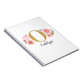 Roze gouden bloemen monogram letter O Notitieboek (Rechterzijde)