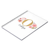 Roze gouden bloemen monogram letter O Notitieboek (Linkerzijde)