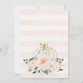 Roze Gouden Bloemen Pompoen 1e verjaardag Uitnodig Kaart (Achterkant)