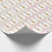 Roze Gouden Bloemen Pompoen Herfst Eerste Verjaard Cadeaupapier (Hoek)