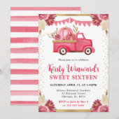 Roze Gouden Bloemen Pompoen Truck Herfst Sweet 16 Kaart (Voorkant / Achterkant)