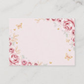 Roze Gouden Bloemen Quinceanera Details Informatiekaartje (Achterkant)