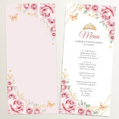 Roze Gouden Bloemen Quinceanera Menu