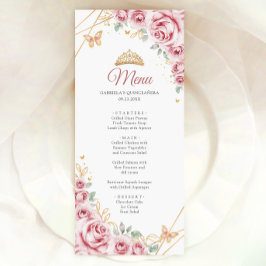 Roze Gouden Bloemen Quinceanera Menu