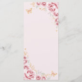 Roze Gouden Bloemen Quinceanera Menu (Achterkant)