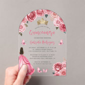 Roze Gouden Bloemen Rozen Waterverf Quinceañera Acryl Uitnodigingen (Insitu (Draagbaar))