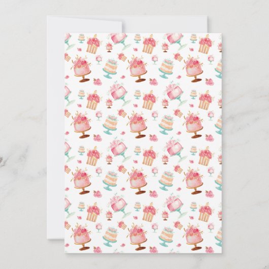 Roze Gouden Bloemen Taart Krans Sweet Sixteen Uitn Kaart (Achterkant)