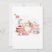 Roze Gouden Bloemen Thee Par-Tea Verjaardagsfeest Kaart (Achterkant)