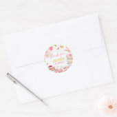 Roze Gouden Bloemen Thee Par-Tea Verjaardagsfeest Ronde Sticker (Envelop)