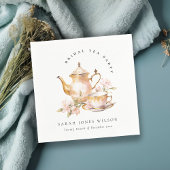 Roze Gouden Bloemen Theeset Vrijgezellenfeest Tea  Servet