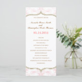 Roze & Gouden Bloemen Trouwprogramma Programmakaart (Staand voorkant)