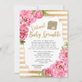 Roze Gouden Bloemen Virtual Baby Sprinkle Kaart (Voorkant)