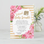 Roze Gouden Bloemen Virtual Baby Sprinkle Kaart (Staand voorkant)