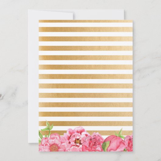 Roze Gouden Bloemen Virtual Baby Sprinkle Kaart (Achterkant)