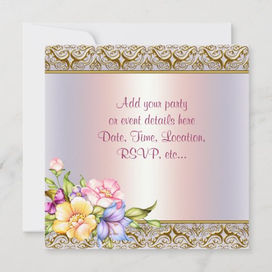 Roze Gouden Bloemen Vlinder Vrouwen Verjaardagsfee Kaart (Achterkant)