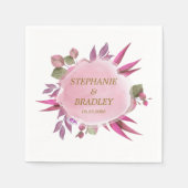 Roze Gouden Bloemen Waterverf Modern Elegant Huwel Servet (Voorkant)