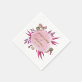 Roze Gouden Bloemen Waterverf Modern Elegant Huwel Servet (Hoek)