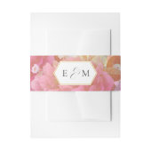Roze gouden bloemen Weddenemonogram Uitnodigingen Wikkel (Voorkant Voorbeeld)