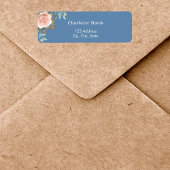 Roze gouden bloemengroen blauw retouradres  etiket