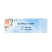 Roze gouden bloemengroen blauwe lucht retouradres etiket (Voorkant)