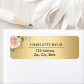 Roze gouden bloemengroen retouradres etiket (Insitu)