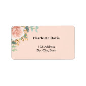 Roze gouden bloemengroene retouradres etiket (Voorkant)