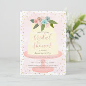 Roze Gouden Bloemenkoek Vrijgezellenfeest Kaart (Staand voorkant)