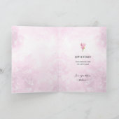 Roze Gouden Bloemenkrans Aangepaste Foto Verjaarda Kaart (Binnen)