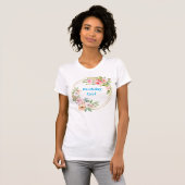  roze & gouden bloemenkrans dames T-shirt (Voorkant volledig)