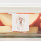 roze gouden bloemenkruis Heilig Water Labels (Aangebracht)