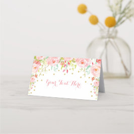 Roze Gouden Bloemenolifant Baby shower Verjaardag Plaatskaartje