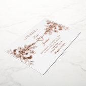 Roze Gouden Bloemhart Folie Trouw Uitnodiging (Gedraaid)