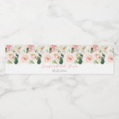 Roze Gouden Bloemige Bruidsuitnodiging Waterfles Etiket (Enkel label)