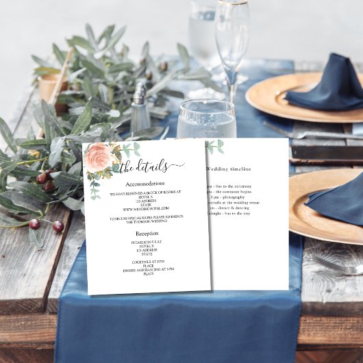 Roze gouden bloemige groene huwelijksprogramma det