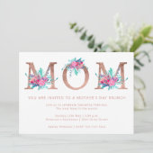 Roze gouden bloemige letter Moeder verjaardag blus Kaart (Staand voorkant)