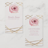 Roze & Gouden Bloemige Pioen Glam Elegant Chic Visitekaartje (Voorkant / Achterkant)