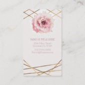 Roze & Gouden Bloemige Pioen Glam Elegant Chic Visitekaartje (Achterkant)