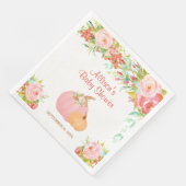 Roze gouden bloemige pompoenen herfst baby shower  servet (Hoek)