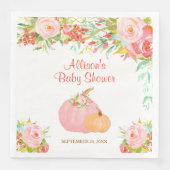 Roze gouden bloemige pompoenen herfst baby shower  servet (Voorkant)