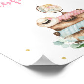 Roze Gouden Bloemige Reis Bruiloft Cadeau Bord Poster (Hoek)