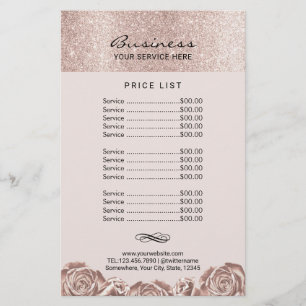 Roze Gouden Bloemige Schoonheidssalon Spa Prijslij Flyer