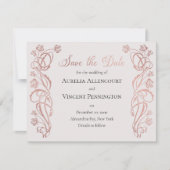 Roze Gouden Bloemige Sprookjeshuwelijk Save The Date (Voorkant)