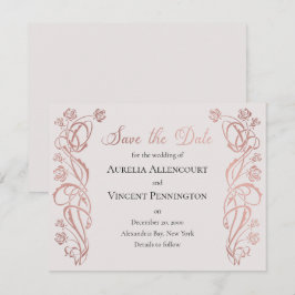 Roze Gouden Bloemige Sprookjeshuwelijk Save The Date