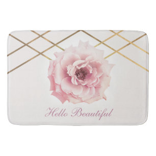 Roze & Gouden Bloemisterige Pioen Bloem Glam Aange Badmat