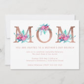 Roze gouden bloemletter Moeder blozend roze Moeder Kaart (Voorkant)