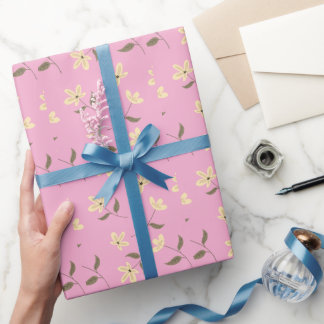 Roze Gouden Bloemrijke Elegant Cadeaupapier