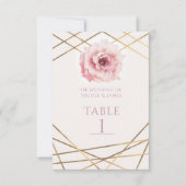 Roze & Gouden Bloemrijke Glam Partij Tafel Nummerk Kaart (Voorkant)