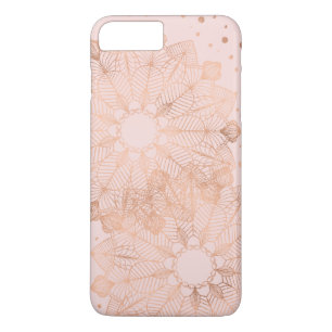 Roze Gouden Bloemrijke Mandala Fijne Nep Folie op iPhone 8/7 Plus Hoesje