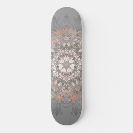 Roze Gouden Bloemrijke Mandala Meisjesachtig Skateboard (Voorkant)